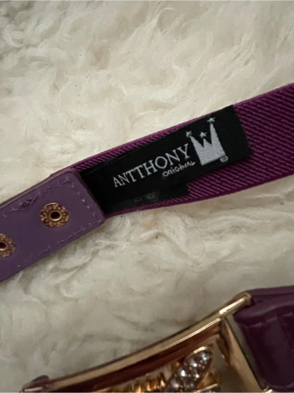 Antthony Originals Stretch Belt Gold Bee w/Rhinestone Purple OS